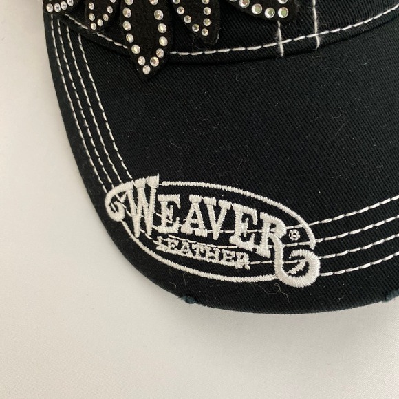 Weaver Leather black Embellished Embroidered Floral Cap Adjustable Cap America - Picture 5 of 8